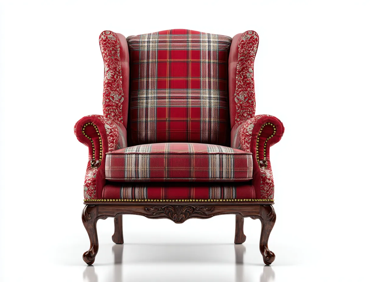 Poltrona in tessuto - tessuto-legno - 82x86x108 cm - rosso - stile classico-Bamboogoden