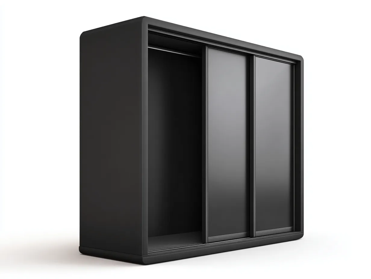 Armadio con ante scorrevoli - legno-metallo - 232x63x209 cm - nero - stile moderno-Bamboogoden