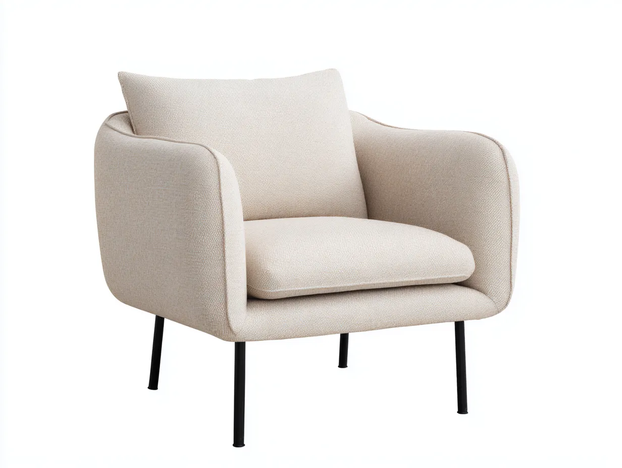 Poltrona in tessuto - tessuto-metallo - 86x92x94 cm - beige - stile moderno-Bamboogoden