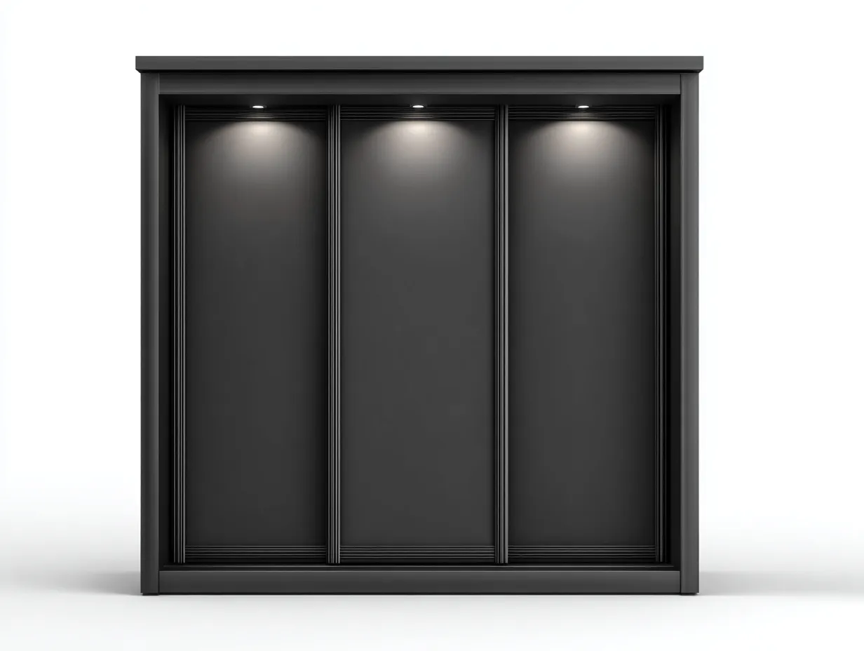 Armadio con ante scorrevoli - legno-metallo - 226x61x215 cm - nero - stile moderno-Bamboogoden