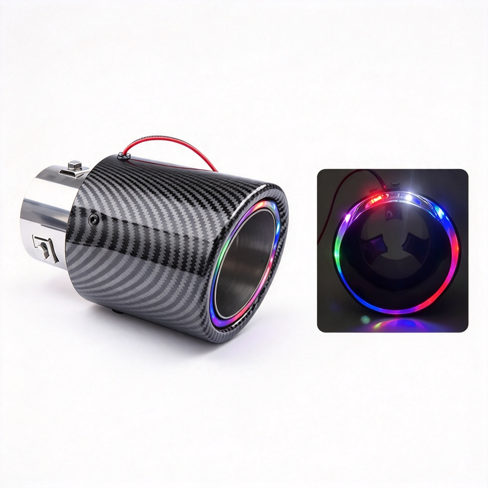 🔵 LED Carbon-Style Exhaust Tip – Blue Glow Rear-End Upgrade