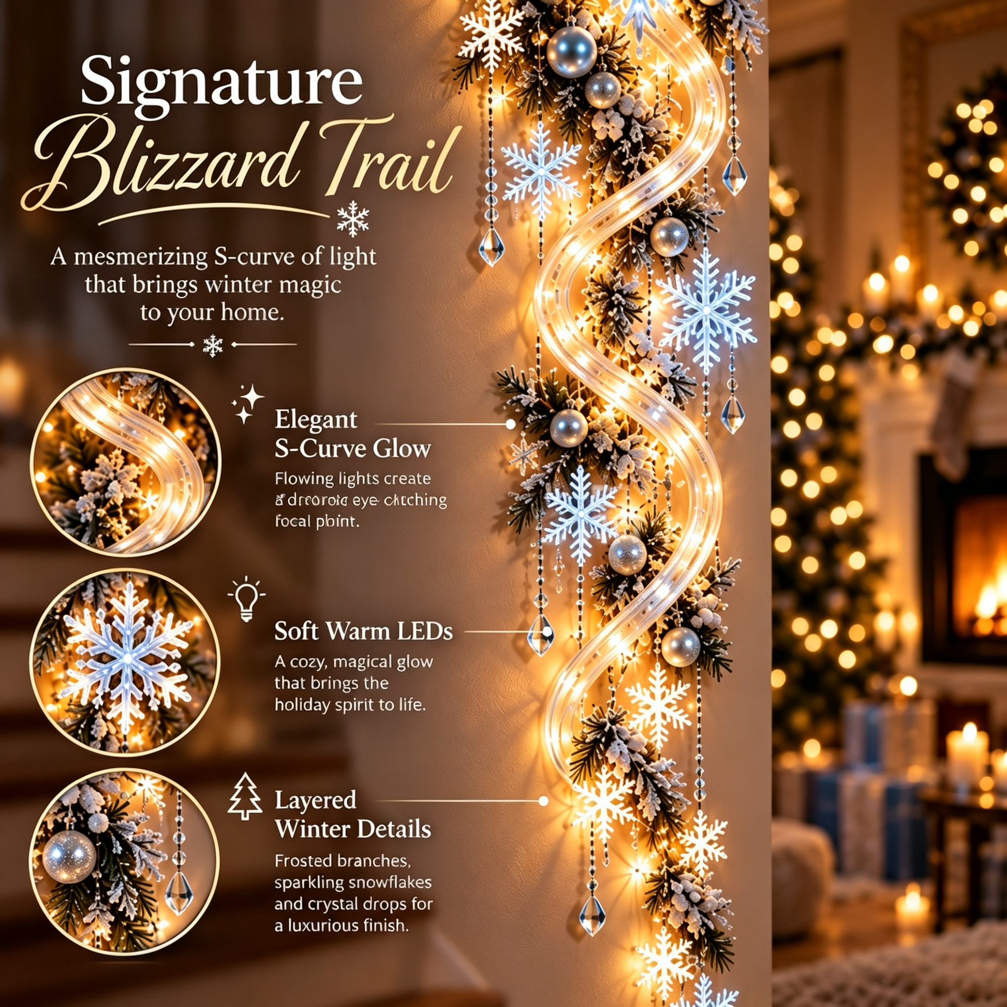 ❄️ Blizzard Trail Wall Light – S-Curve Winter Glow