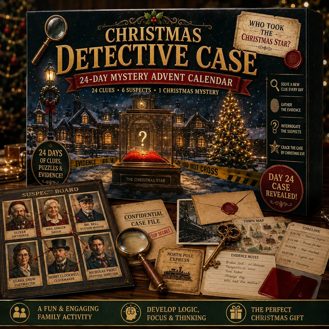 ⏳ Last Day 49% OFF – 🎄24-Day Mystery Adventure Advent Calendar | Interactive Christmas Puzzle Game with 6 Story Themes, Hidden Clues & Hands-On Challenges 🧩