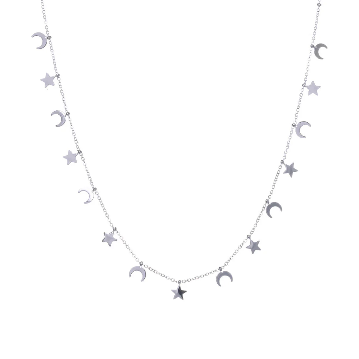 MOON AND STARS NECKLACE 40CM +5CM (STEEL 316L)