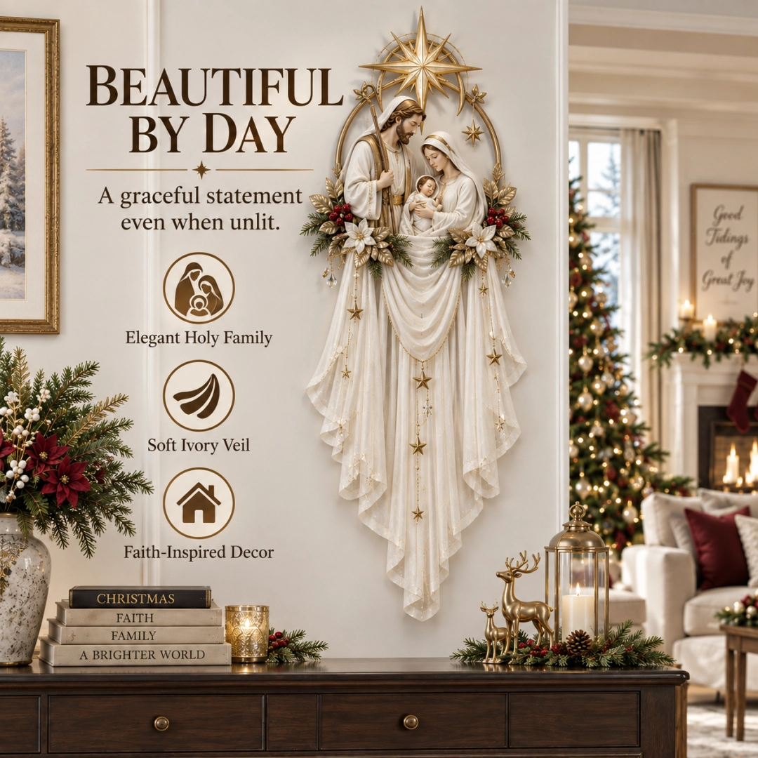 ✨ Holy Family Star Veil Wall Light – Faith‑Inspired Christmas Decor