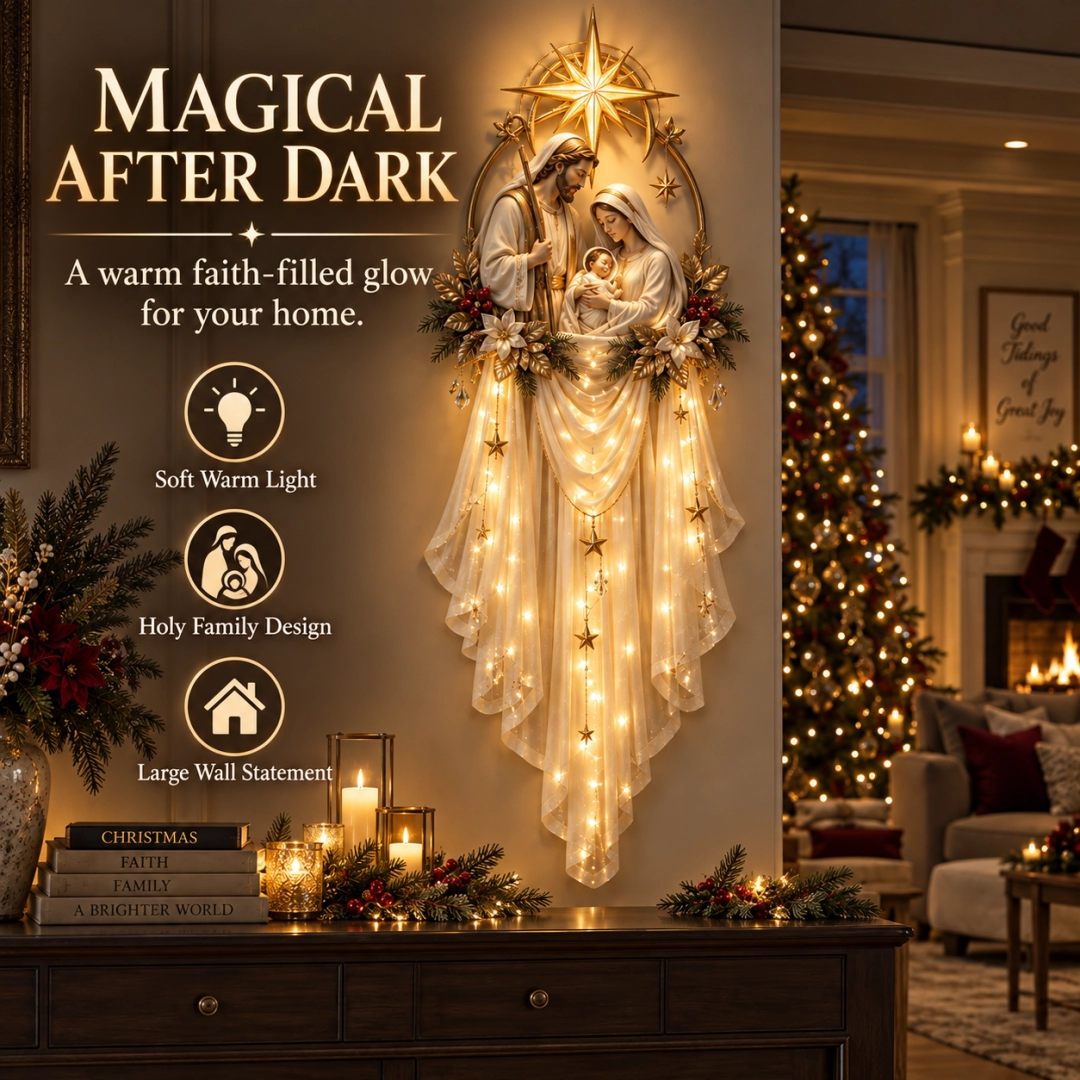 ✨ Holy Family Star Veil Wall Light – Faith‑Inspired Christmas Decor