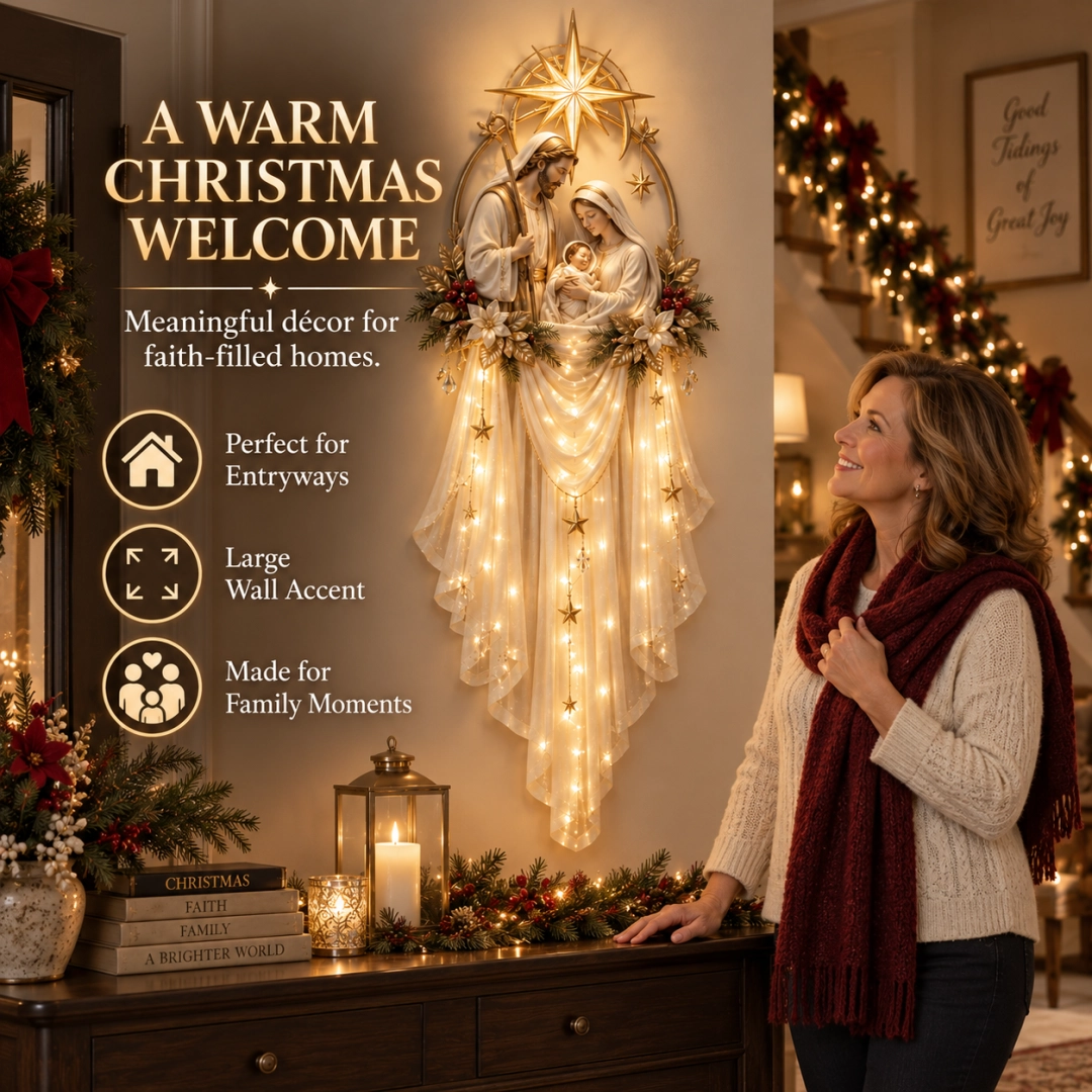 ✨ Holy Family Star Veil Wall Light – Faith‑Inspired Christmas Decor