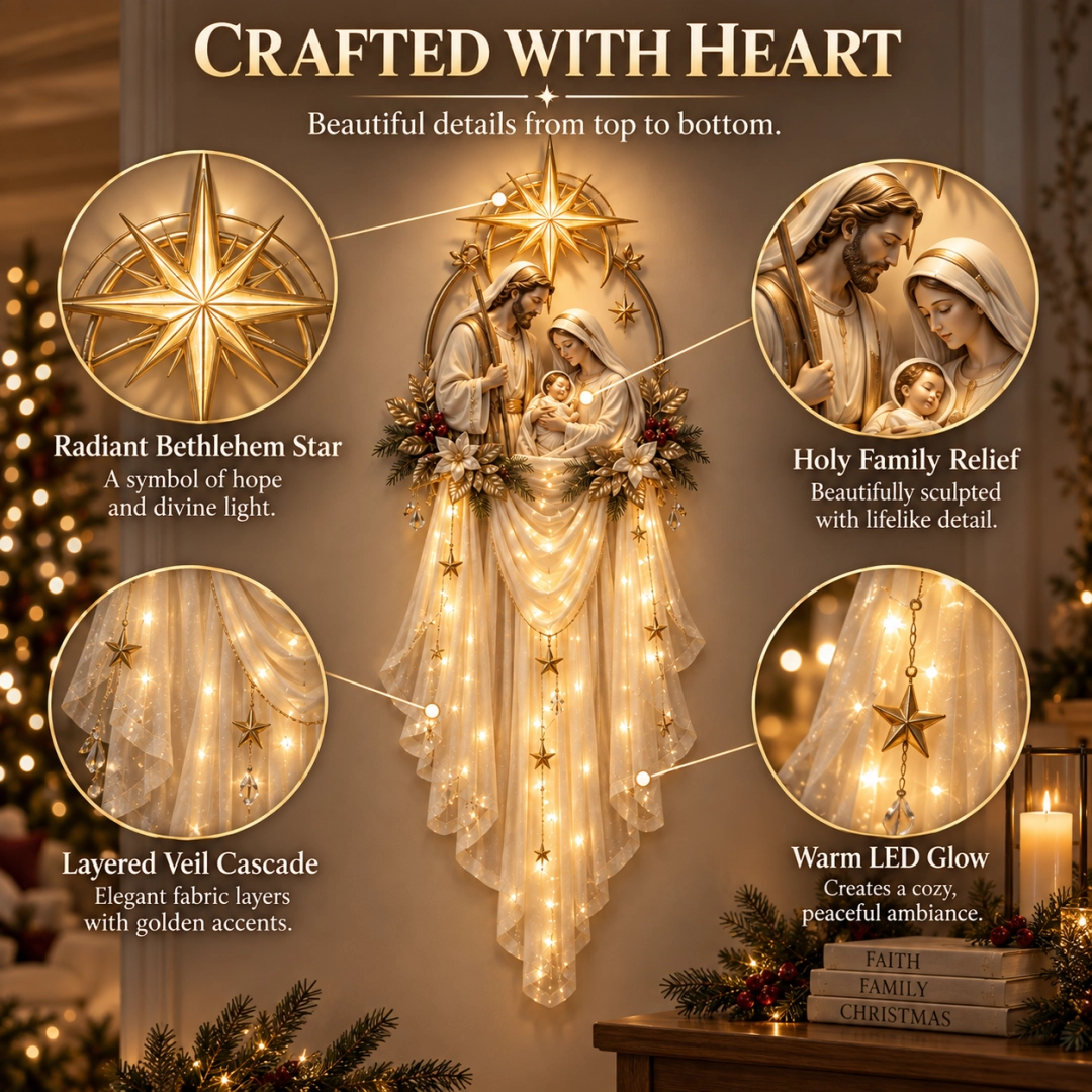 ✨ Holy Family Star Veil Wall Light – Faith‑Inspired Christmas Decor