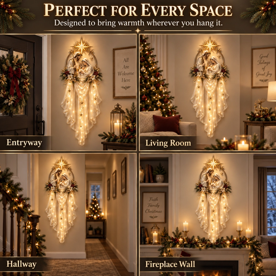 ✨ Holy Family Star Veil Wall Light – Faith‑Inspired Christmas Decor