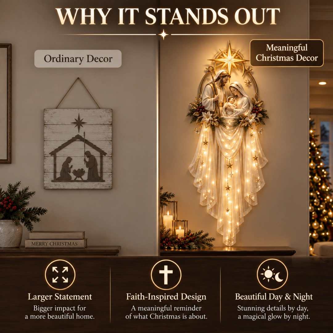 ✨ Holy Family Star Veil Wall Light – Faith‑Inspired Christmas Decor