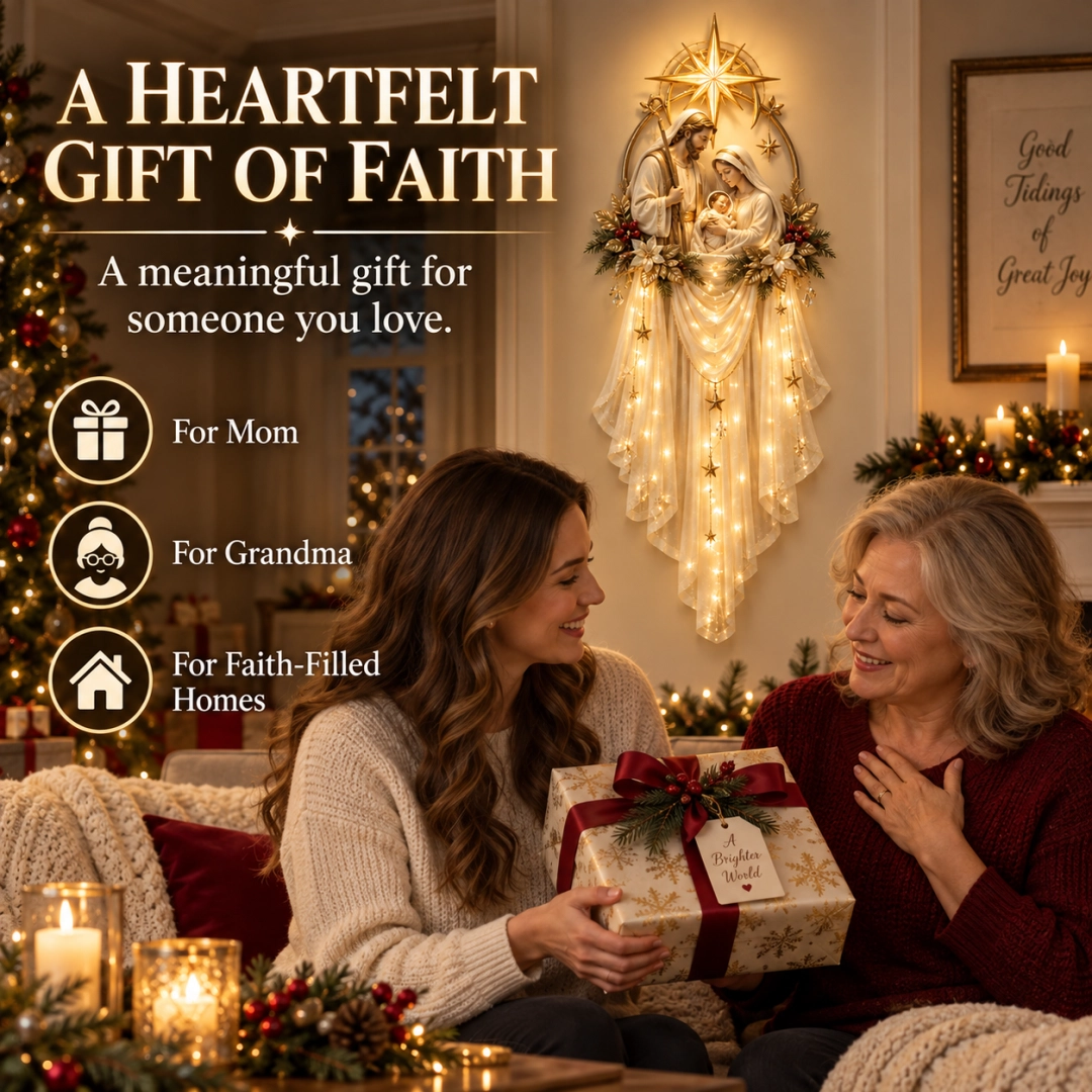 ✨ Holy Family Star Veil Wall Light – Faith‑Inspired Christmas Decor