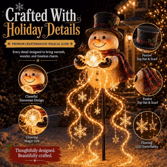 ☃️ Snowman Magic Fountain – Solar Christmas Light