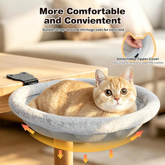 Soft sunken sleeping surface of VavoPaw cat desk bed