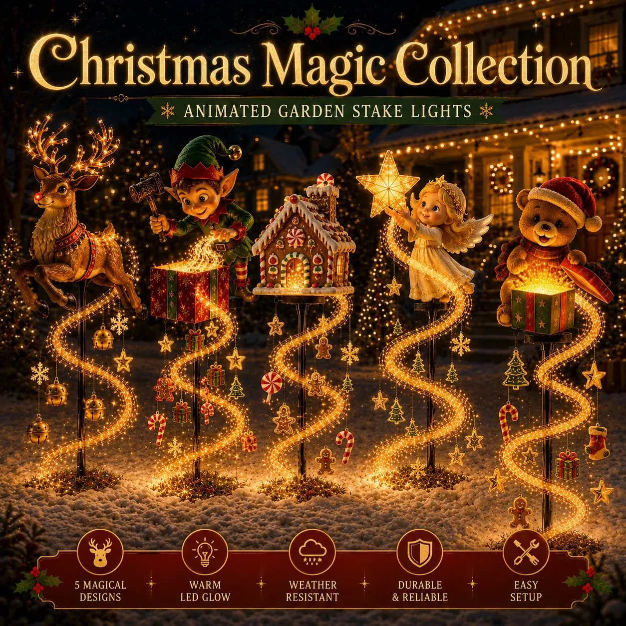 🎄 Christmas Magic Garden – Solar Powered Flowing Light Collection