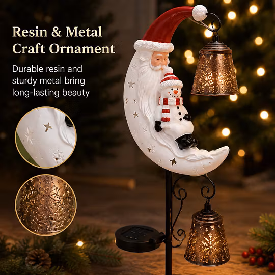 🎅 Santa Snowman Moon Solar Garden Stake Light