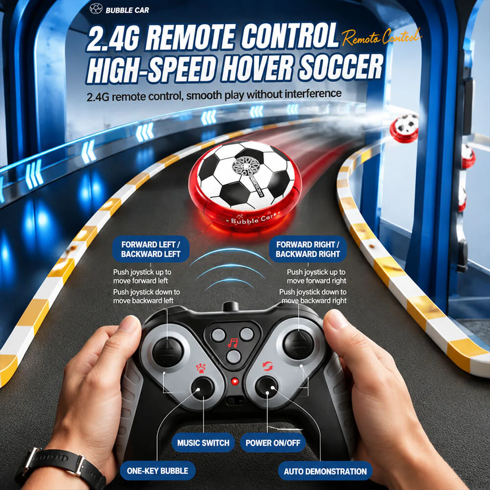 Glowing Hover Soccer with Bubble Blaster – Score, Float, Bubble-Blast! ⚽🫧💡