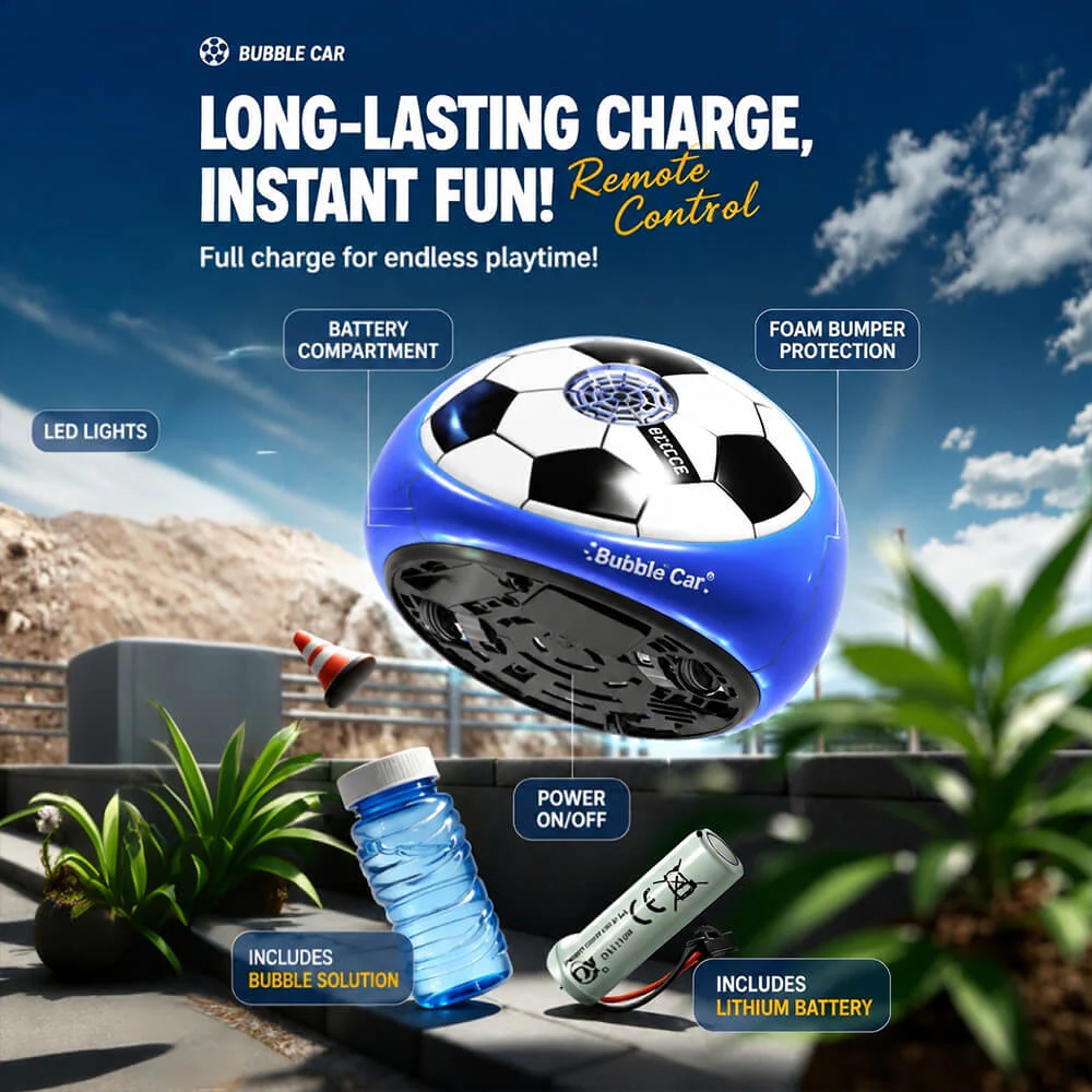 Glowing Hover Soccer with Bubble Blaster – Score, Float, Bubble-Blast! ⚽🫧💡