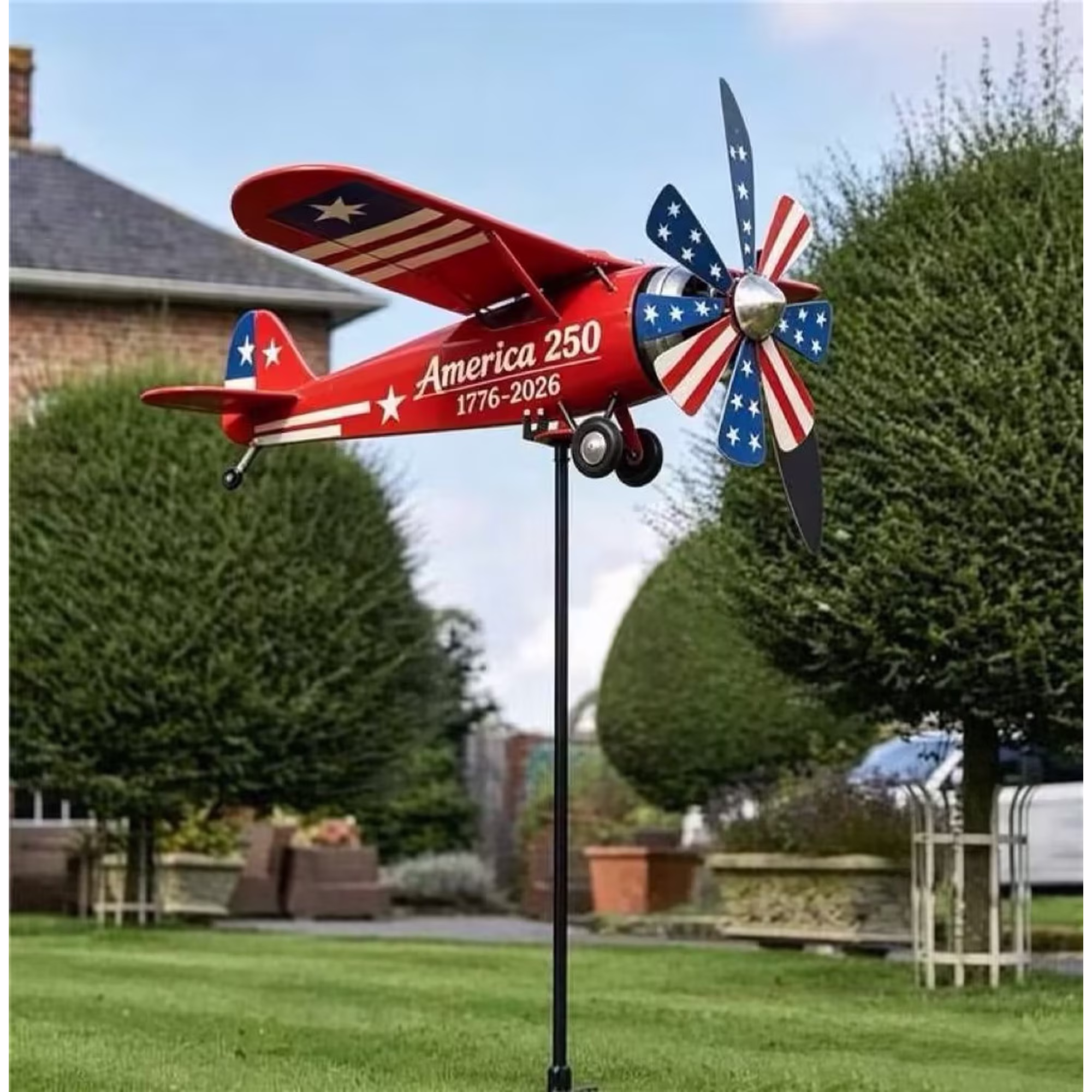 Patriotic Biplane Wind Spinner – America 250 Tribute 🇺🇸✈️