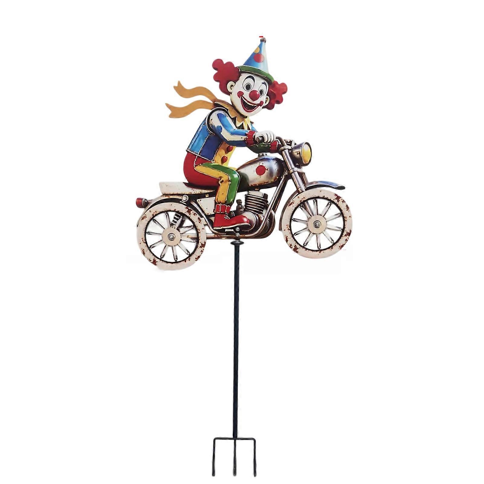 Metal Clown Motorcycle Wind Spinner – Whimsical Garden Motion 🎪🏍️🌿