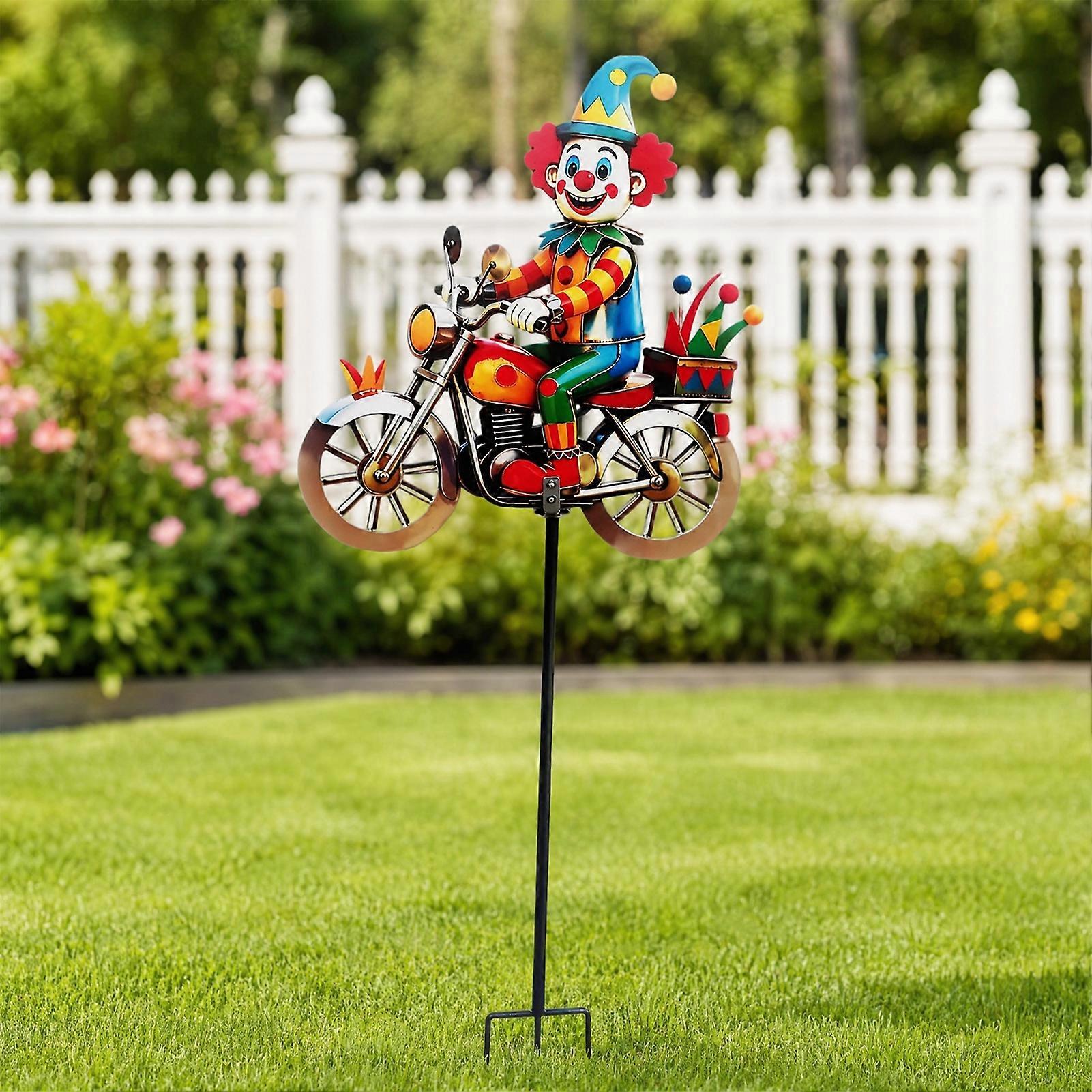 Metal Clown Motorcycle Wind Spinner – Whimsical Garden Motion 🎪🏍️🌿