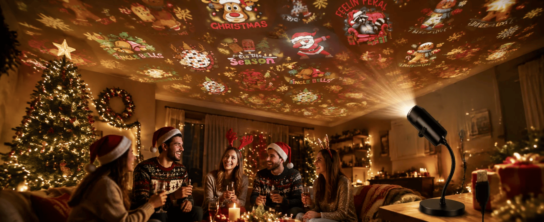 HD Christmas projector with festive holiday projection scenes