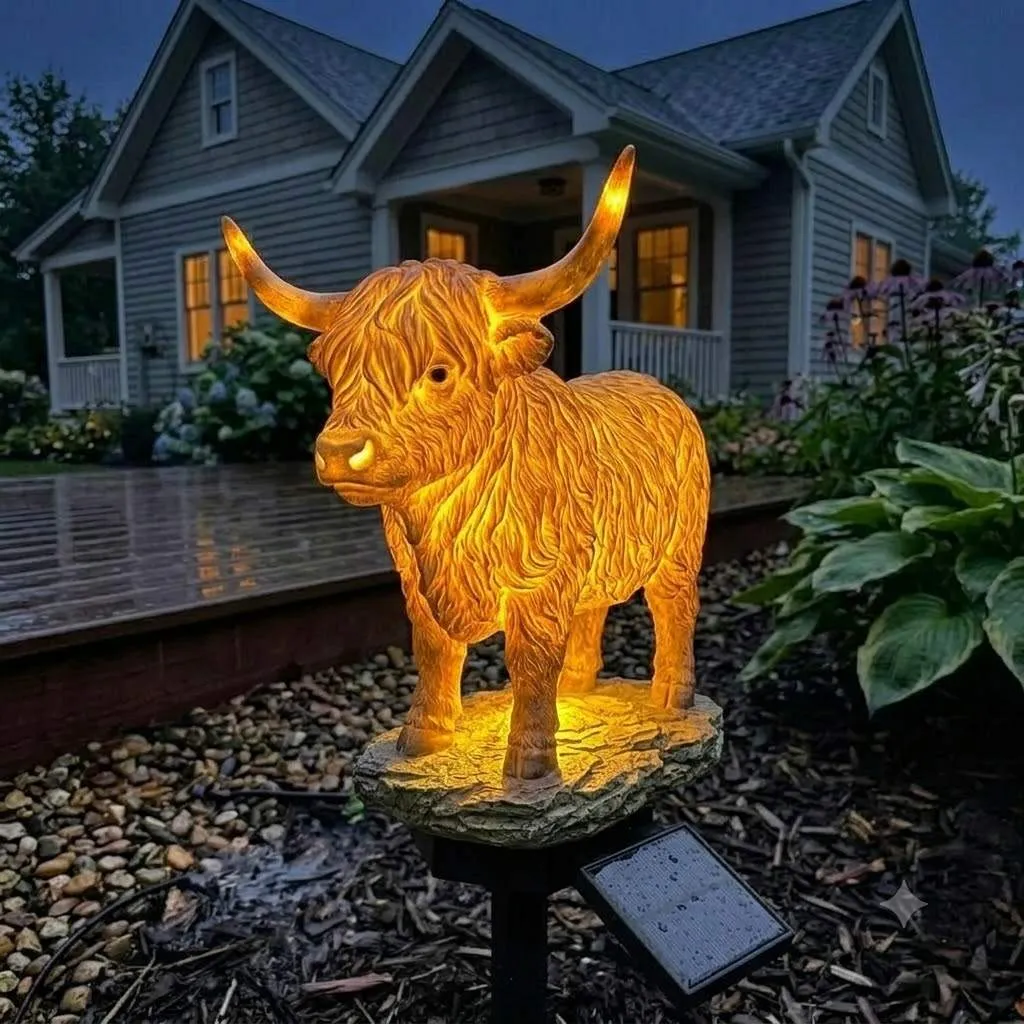 🐮 A Cozy Highland Glow for Your Garden