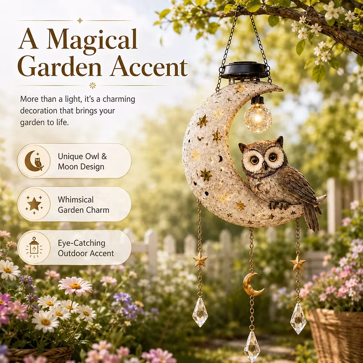 🦉 Moonlight Owl Garden Stake – Solar-Powered Night Light