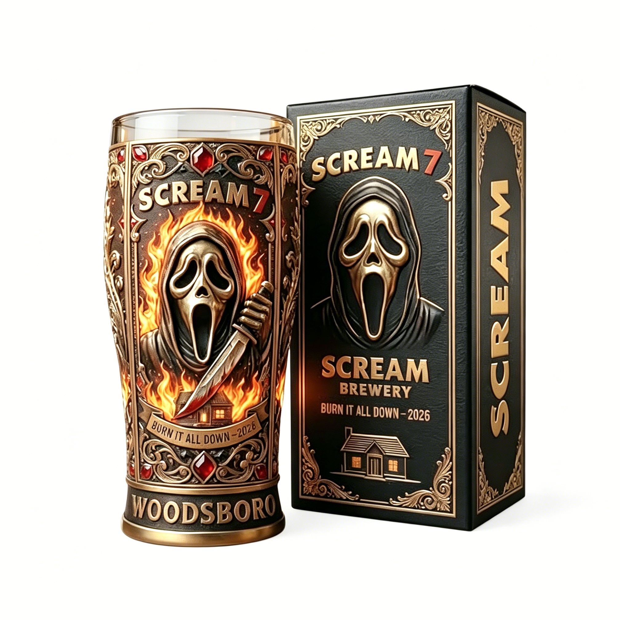 Scream 7 "Burn It All Down" 2026 Beer Glass