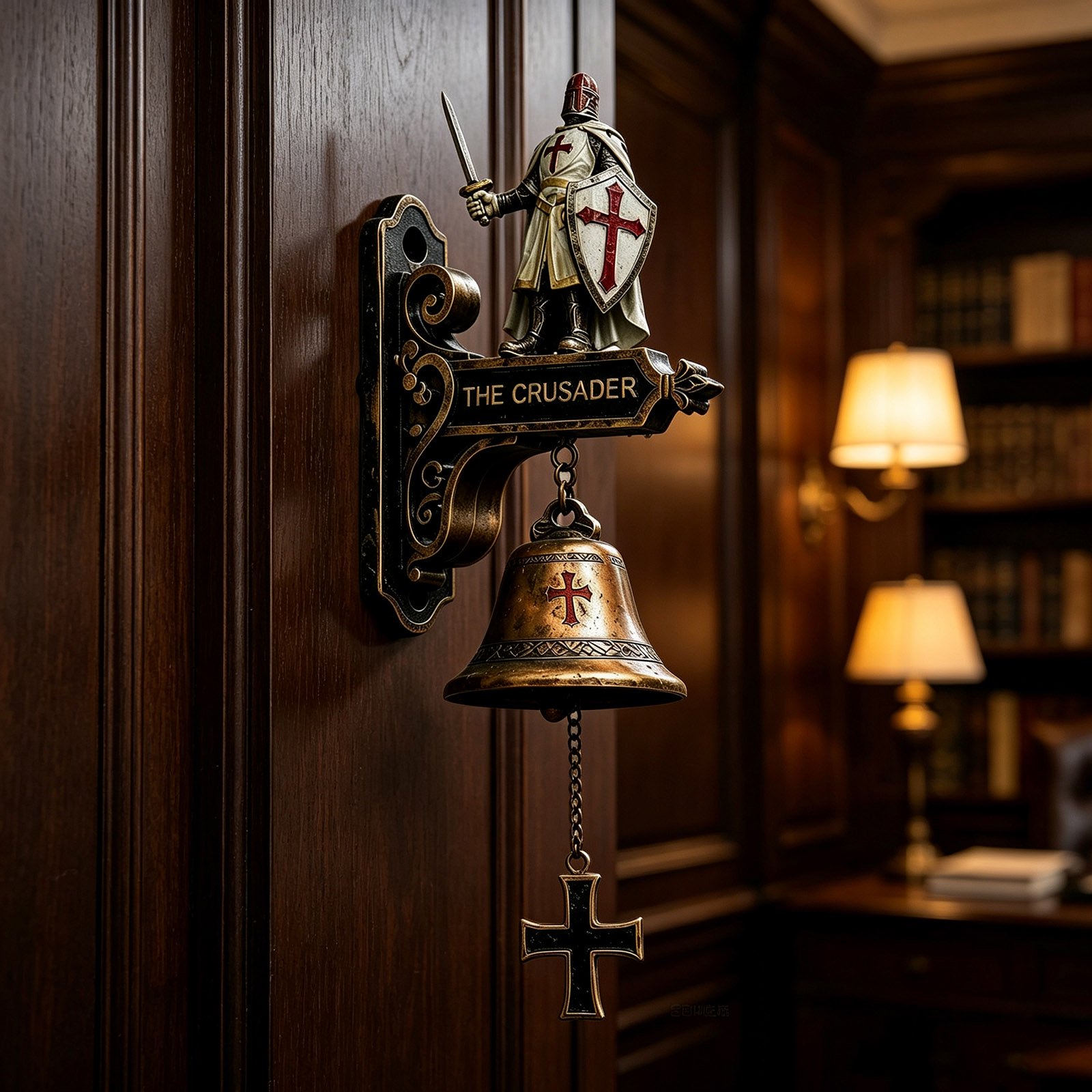🛡️ Vintage Knight Doorbell – Cast Iron Hanging Bell
