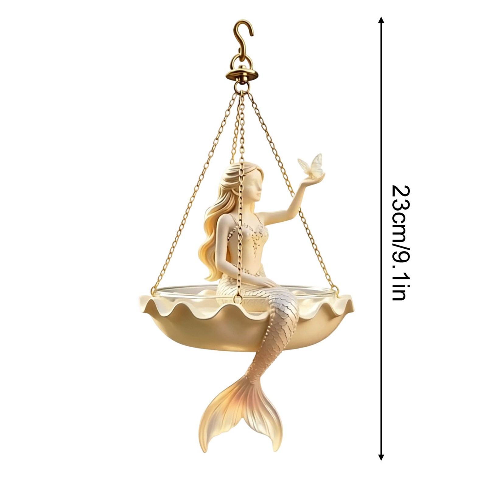 Mermaid Hanging Planter with Chain Resin Decorative Pot for Outdoor Garden Patio Balcony Trailing Plants 5.9 Inch