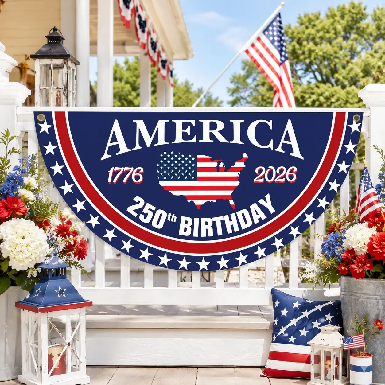 🎉 America's 250th Birthday Bunting Flag – 1776–2026