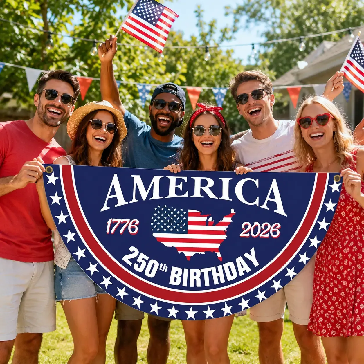 🎉 America's 250th Birthday Bunting Flag – 1776–2026