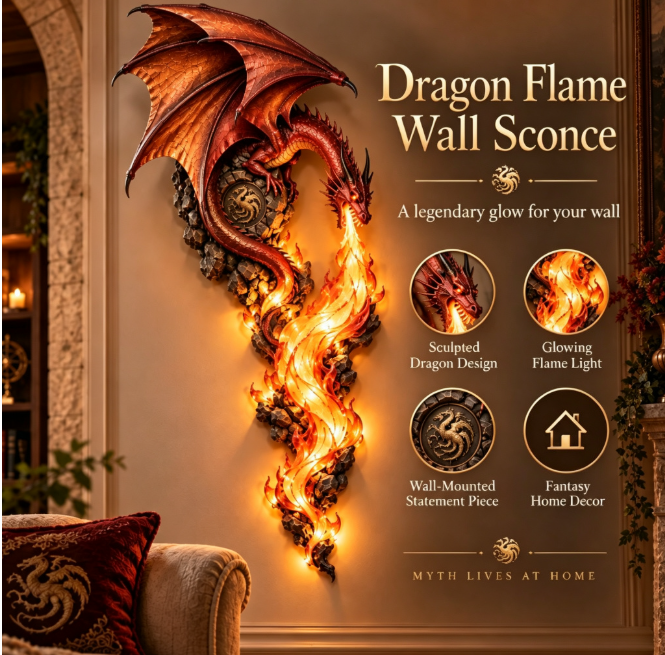 Detailed sculpted dragon wall sconce design