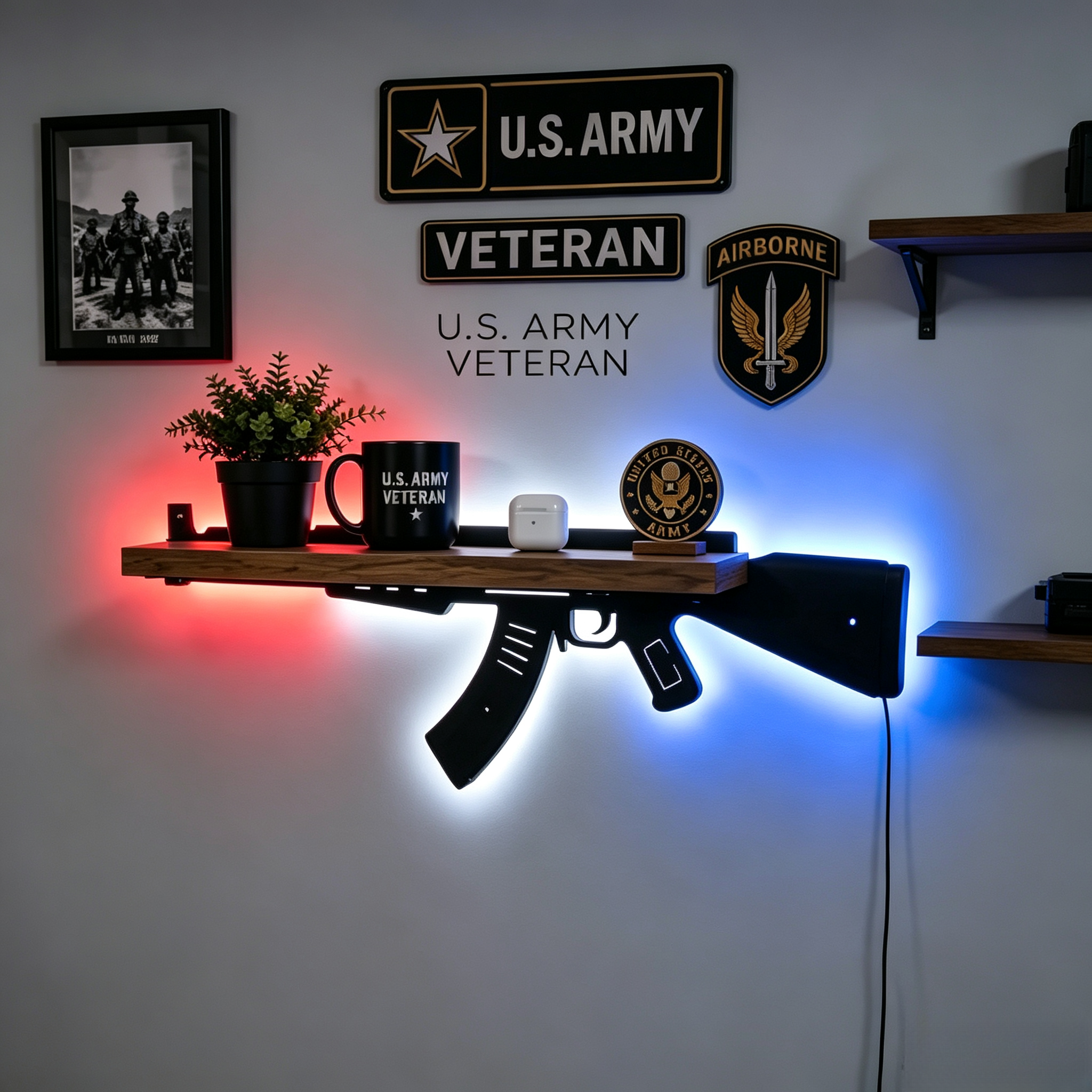 🏗️ GUNSHELF – LED Backlit Floating Wall Shelf