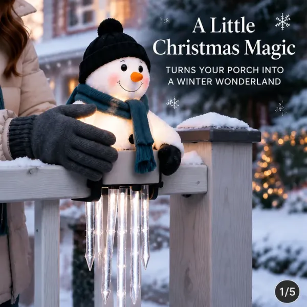 ❄️ WinterGlow Snowman Icicle Light – Christmas Porch Decor