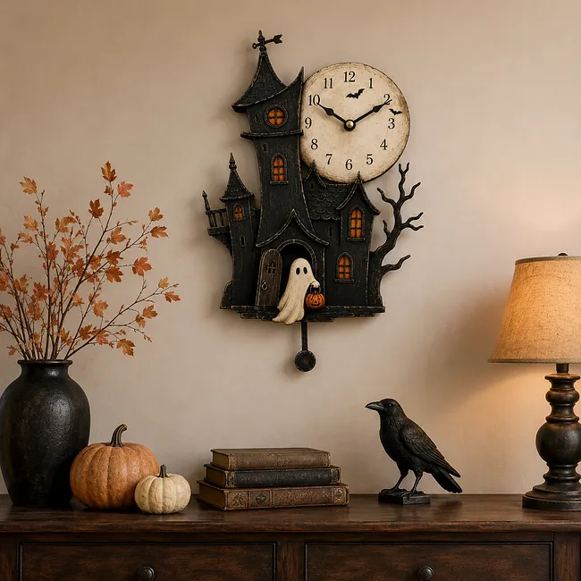 Vintage Halloween clock close-up