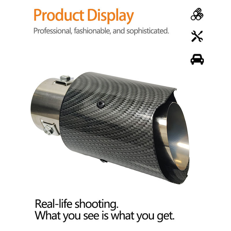 LED carbon-style exhaust tip product construction and fitment reference
