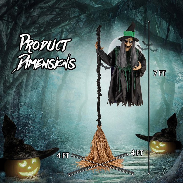 Life-Size Animatronic Witch – Lights, Sounds, and Spine-Chilling Laughs 🧙‍♀️🎃🔊