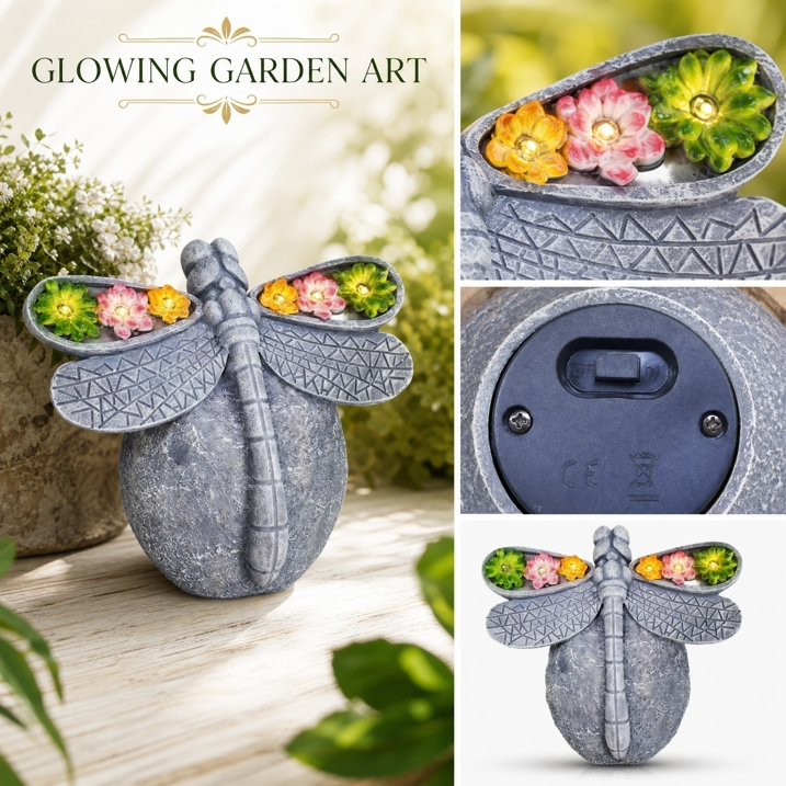 Dragonfly Solar Garden Light – Whimsical Nature-Inspired Outdoor Decor 🌸☀️✨