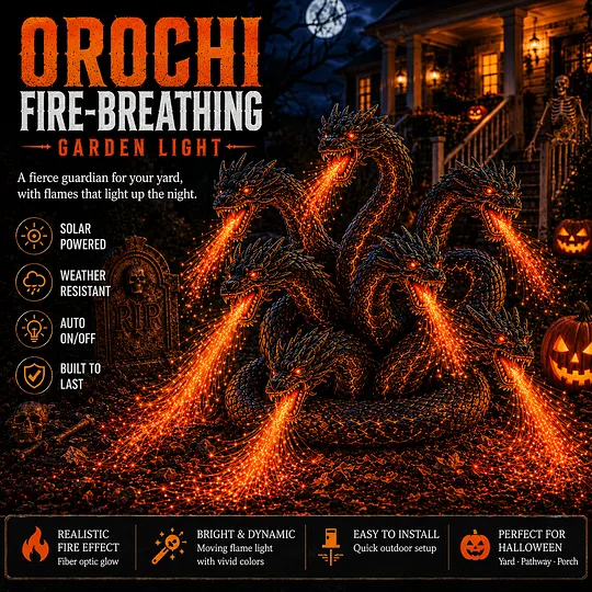 Orochi dragon heads with glowing fire effect