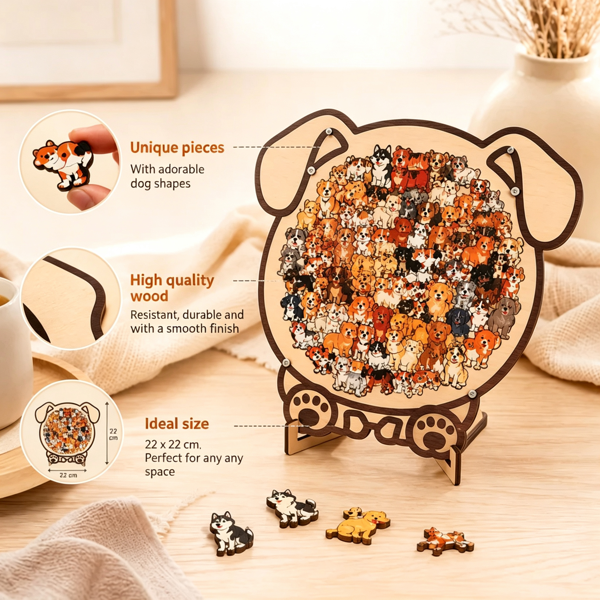 Dog-Shaped Wooden Puzzle – A Moment of Calm in Every Piece 🐾🧩