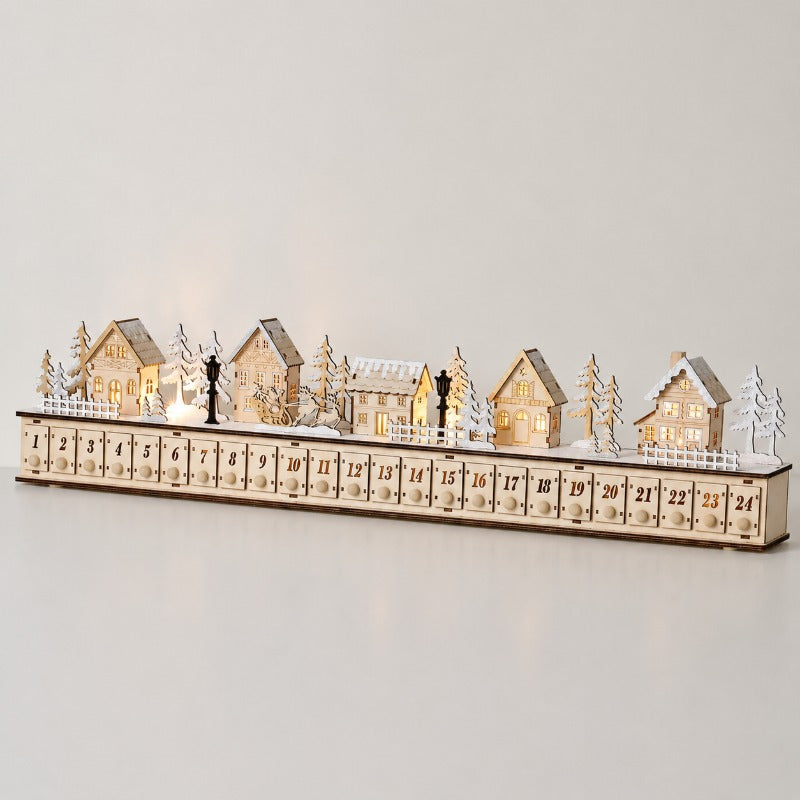 LAST DAY! 49% OFF 🔥 Handcrafted Wooden LED Christmas Village Advent Calendar ✨
