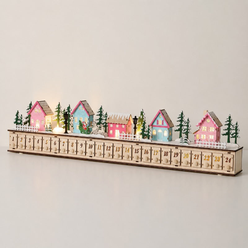 LAST DAY! 49% OFF 🔥 Handcrafted Wooden LED Christmas Village Advent Calendar ✨