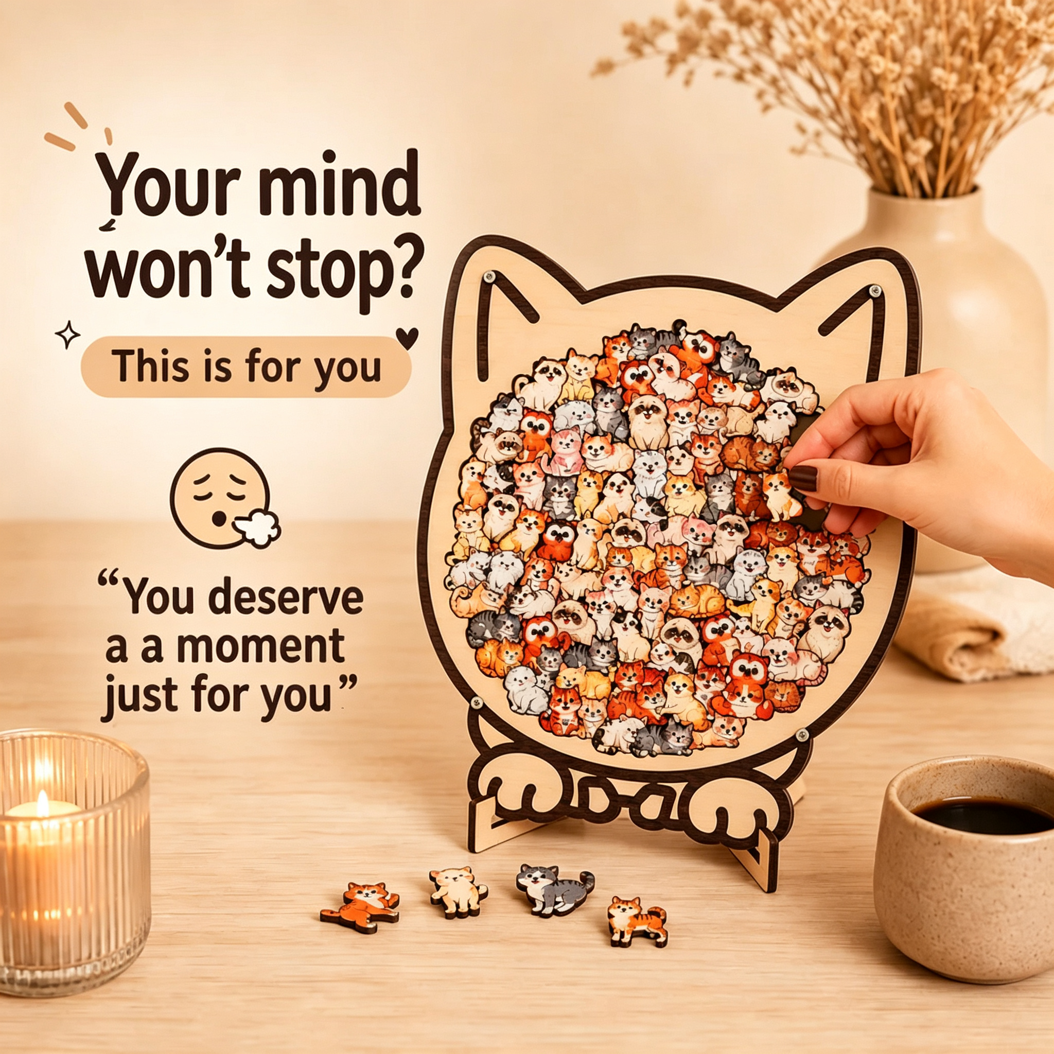 Dog-Shaped Wooden Puzzle – A Moment of Calm in Every Piece 🐾🧩