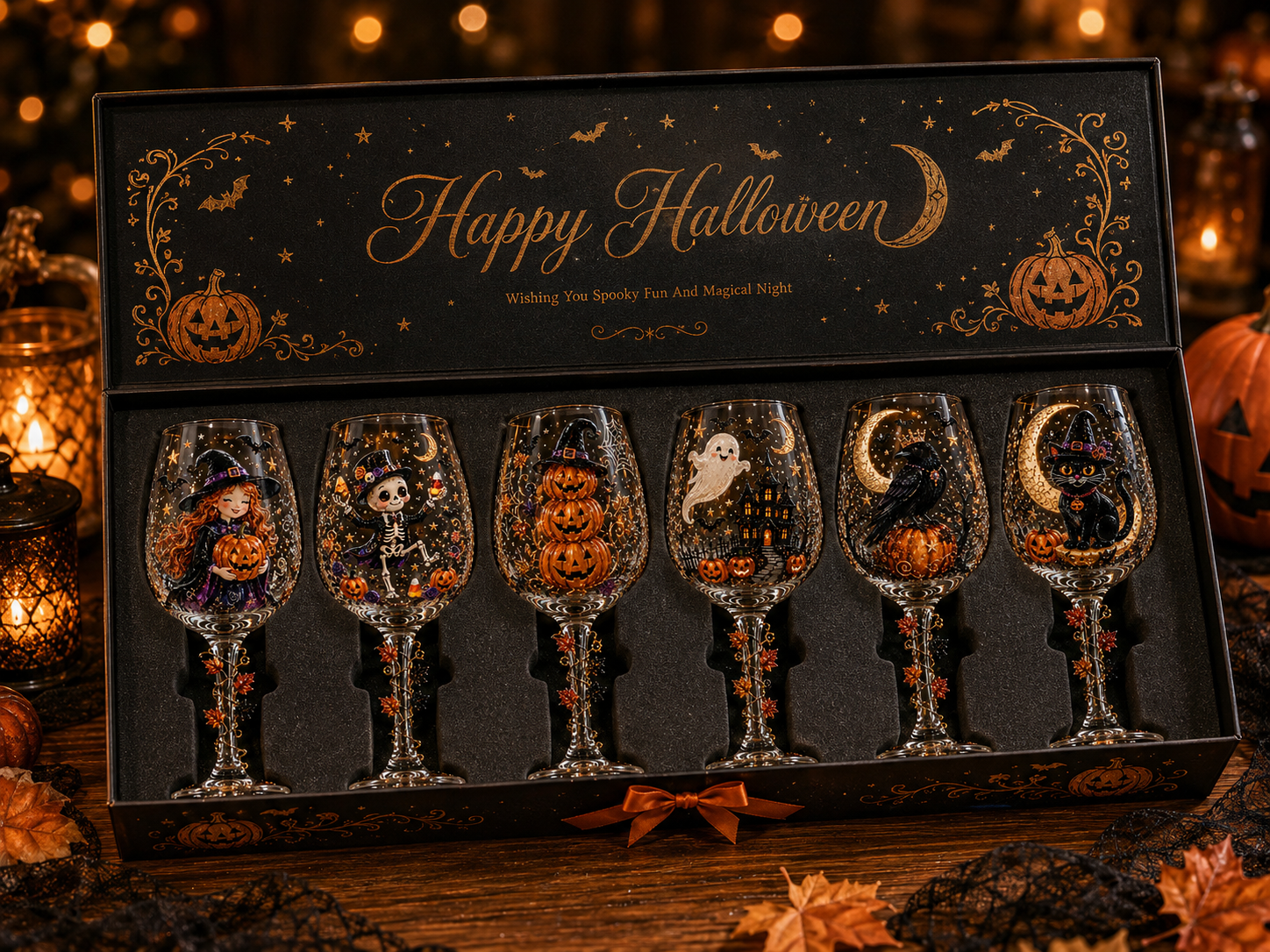 🎃 Halloween Spooky Glass Collection – Raised Artwork Drinking Glasses