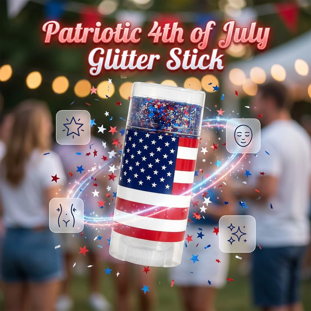 Patriotic Red White Blue Glitter Stick 🇺🇸💫