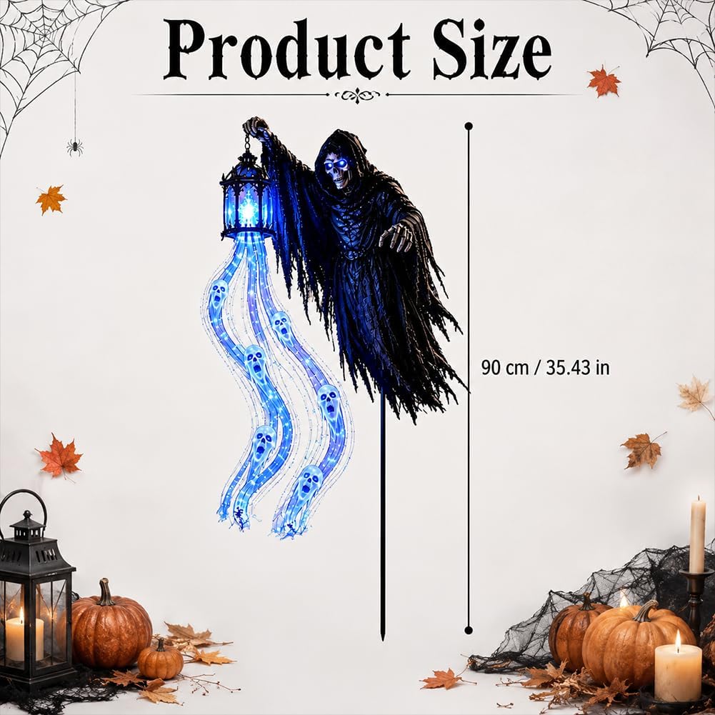 🔥 LAST DAY 49% OFF! 🎃 Animated Spirit-Flow Reaper Solar Light — Spooky Halloween Yard Decor 👻