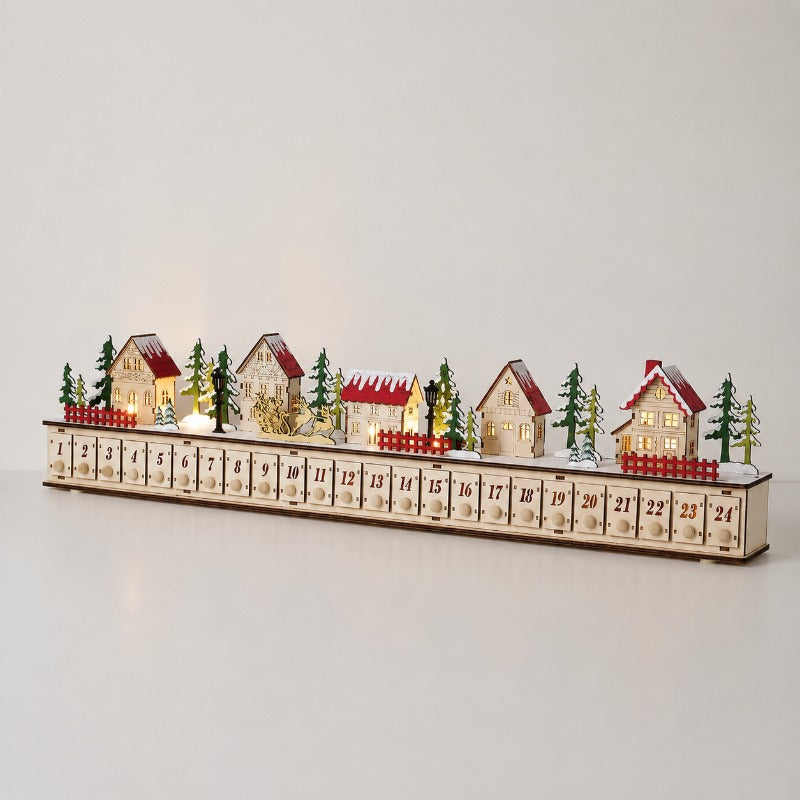 LAST DAY! 49% OFF 🔥 Handcrafted Wooden LED Christmas Village Advent Calendar ✨