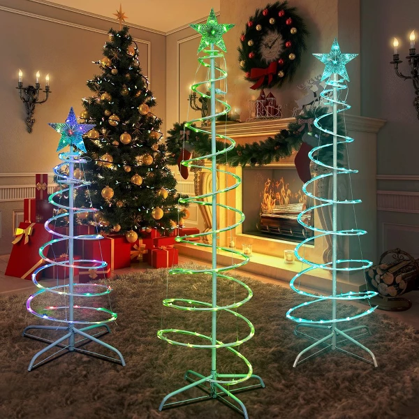 Spiral Christmas tree with colorful lights