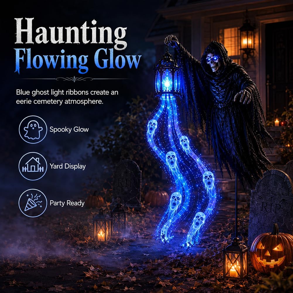🔥 LAST DAY 49% OFF! 🎃 Animated Spirit-Flow Reaper Solar Light — Spooky Halloween Yard Decor 👻